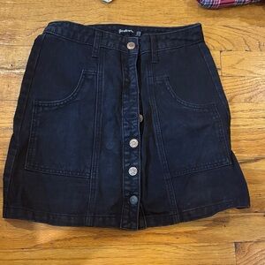 Stradivarius Black Button-Down A-Line Skirt